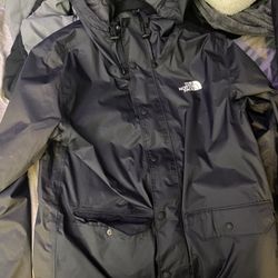 The North Face Men’s Navy Blue Windbreaker Jacket Hooded Rain Coat
