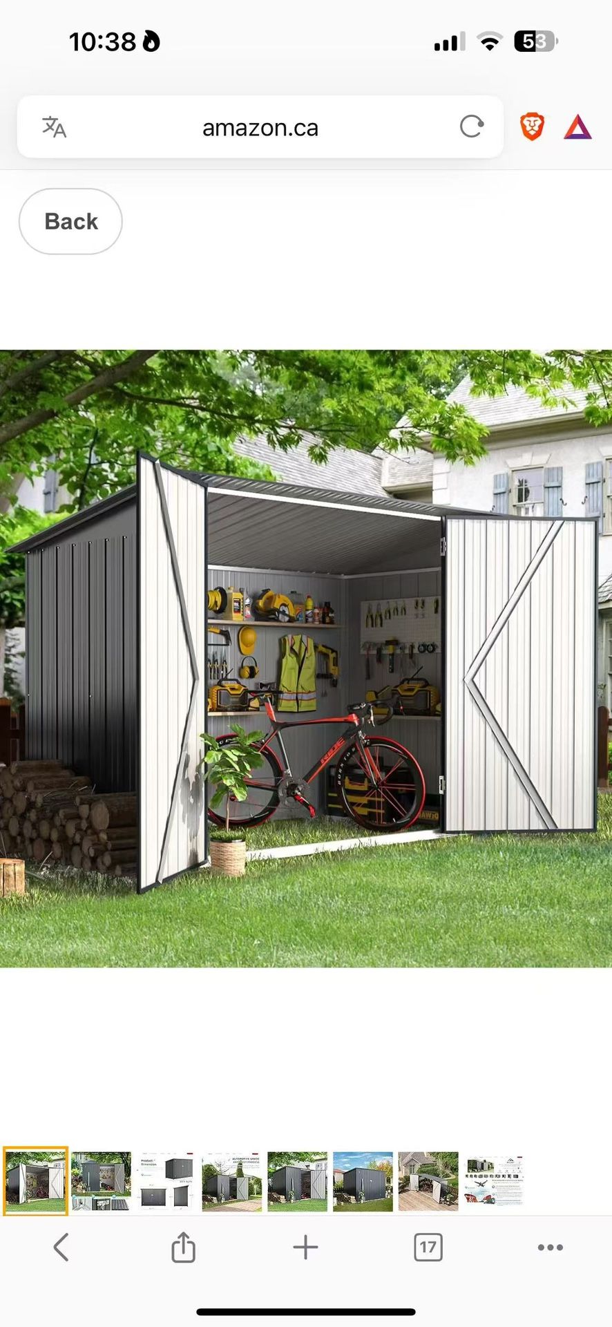 Storage Shed, Metal 3 x 7 Ft