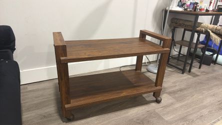 Vintage Rolling Wood Side Table / Serving Cart