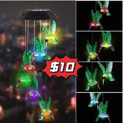 ❤️$10❤️ LED Solar Hummingbird Wind Chime, 25" Mobile Hanging Wind Chime for Home Garden Decoration, Automatic Light Changing Color(Hummingbird)  Pick 