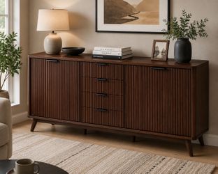 ✨ Brand New 60" Fluted Sideboard / Buffet Cabinet – Dark Walnut