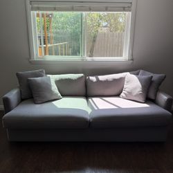 Modern Gray Sofa – used ( Super Comfortable And Deep) 