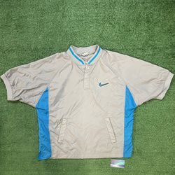 Vintage 1990s Nike short sleeve windbreaker blue and grey