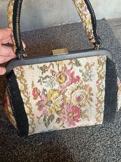 Vintage Floral Needlepoint Handbag