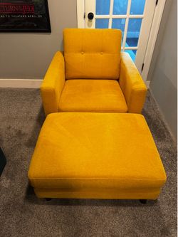 Yellow Rivet Sloane mid century modern chair with ottoman
