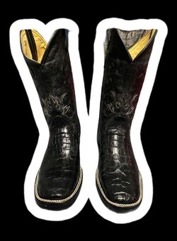 NEW GENUINE CROCODILE BELLY BLACK MENS WESTERN COWBOY BOOTS SIZE 10 D REGULAR JN BOOTS LEON GTO. MEXICO