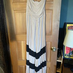 Maxi Dress, Beige w/Black Stripes, Forever 21