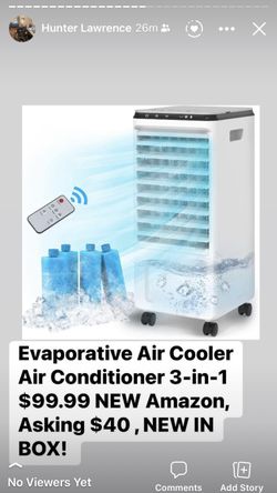 Evaporative Air Cooler Air Conditioner 3-in-1 - Like New, Open Box! 