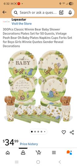 300 Piece Set Winnie The Pooh Baby Shower For 50 Guests 