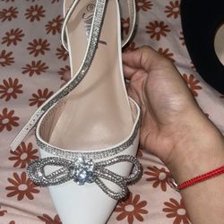 White sparkly flats 