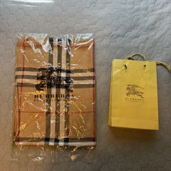 Burberry wide check wool silk scarf