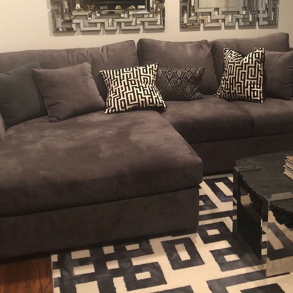 Oversized Chaise Loveseat Sectional Gray (Living Spaces)