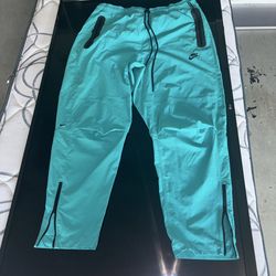 🏃90s Nike Windbreaker Pants Teal Green Orange Tag Size XL Vintage Track