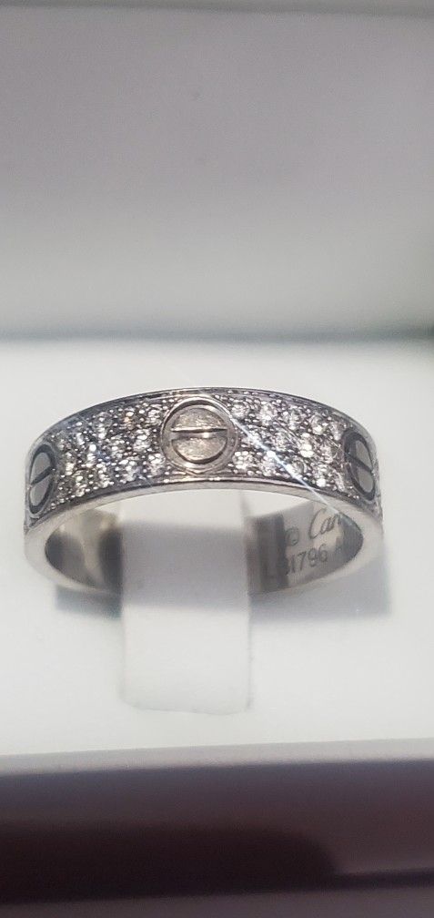 Cartier LOVE Wedding Diamond-Paved White Gold Ring Size 58