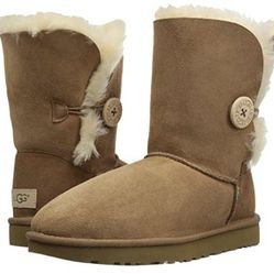 New Women Ugg Boot Bailey Button Chestnut 100% Authentic With Box