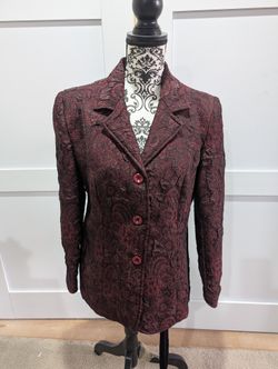 Coldwater Creek Burgundy Red Lined Blazer PM.
