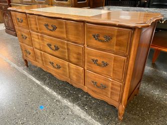 PALAIS ROYAL Vintage Solid Wood 9-Drawer Dresser w/ Marble Top