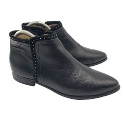 ITALEAU Womens 'Miralda' Black Leather Booties EU 38/US 7.5 Side Zip Shoes Italy