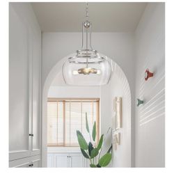 New In Box- Brushed Nickel 3 Light Hanging Pendent Light