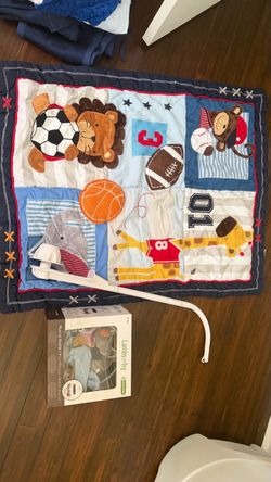 7 piece set lambs & ivy animal sport baby crib bedding set