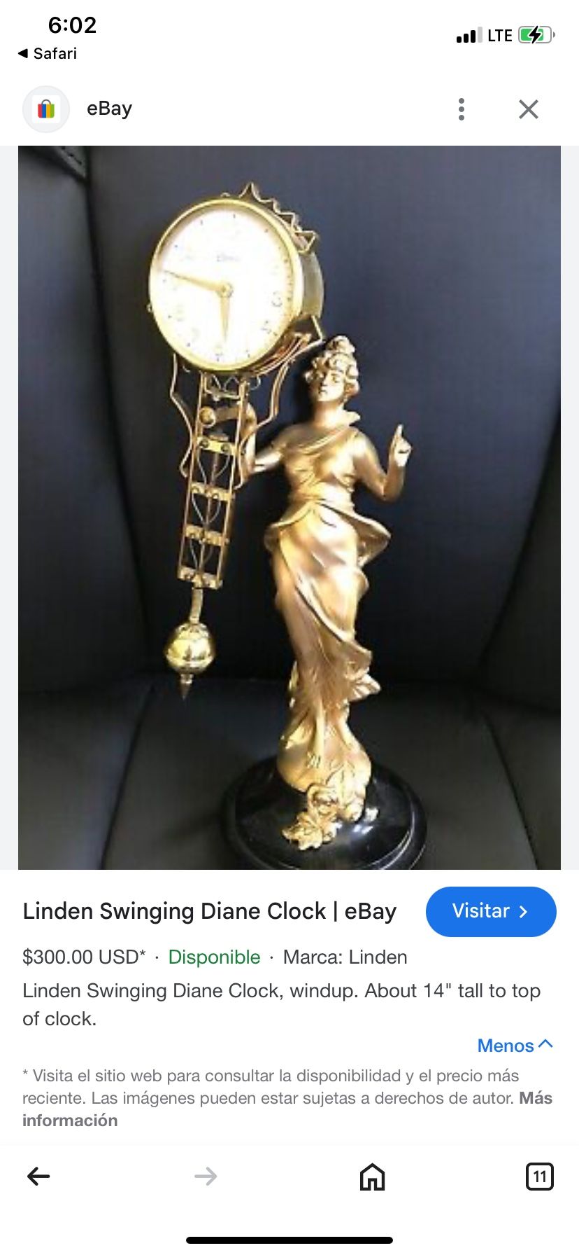 Linden Swinging Diane Clock