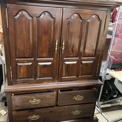 Ethan Allen Solid Wood Cabinet Bar Or Media Storage 56.5” Tall