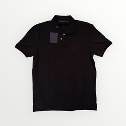 Louis Vuitton Black Damier Style Polo Shirt - XL