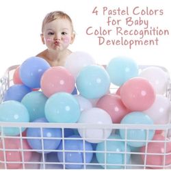 Soft Pit Balls, Chemical-Free Crush Proof Plastic Ocean Ball, BPA Free with No Smell, Safe for Toddler Ball Pit/Kiddie Pool/Indoor Baby Playpen