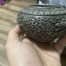 Chinese Dragon Copper Gilt Silver Pot