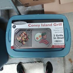 Coney Island Grill Convertible Stovetop Grill And Griddle 