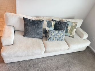 White sofa + ottoman with original cushions