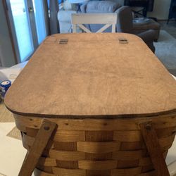Vintage Woven Wood Picnic Basket 