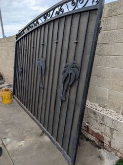 Wrought Iron Gate with Palm Tree Design