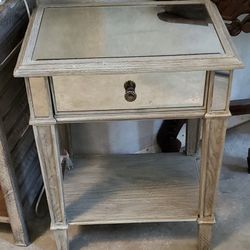 Mirrored Nightstand Table 