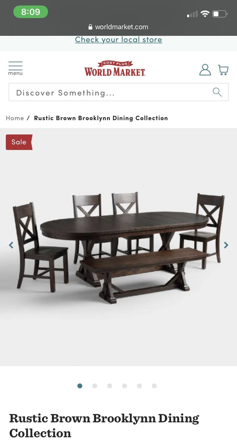 Dining table World Market Rustic Brown Brooklyn Dining Collection Table, 2 chairs, and bench