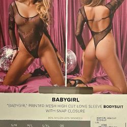 NWT Vibes "Babygirl" Sheer Bodysuit L/XL