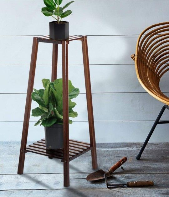 2 Tier Bamboo Plant Stand- 2 Available 