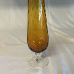 Empoli Glass Amber Optic Swirl Vase