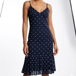 Michael Kors Whimsigoth Polka Dot Ruffle Chiffon Slip Dress XS