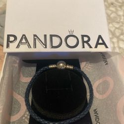 Blue Leather Bracelet 