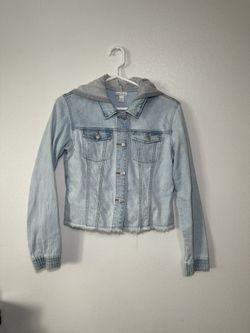 Denim Jacket With Gray Hood Girls - XL (14/16)