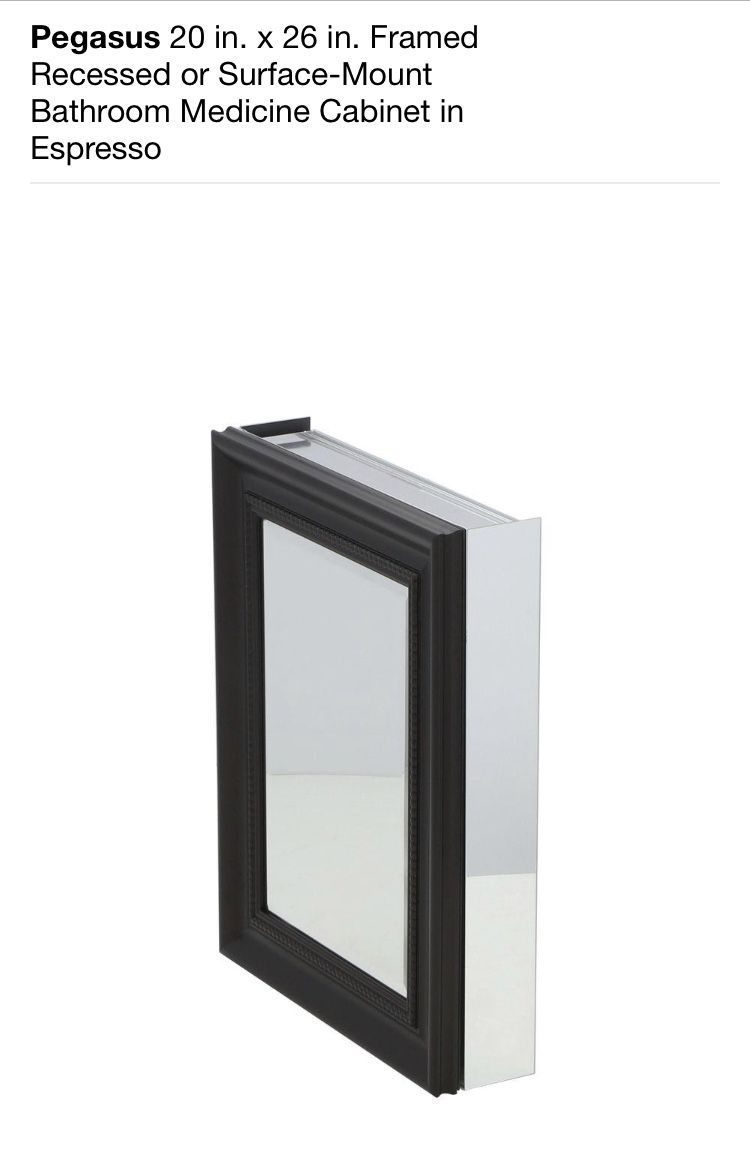Pegasus 20 in. x 26 in. Framed Recessed or Surface-Mount Bathroom Medicine Cabinet in Espresso