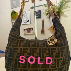 SOLD‼️Fendi Tobacco/Pink Zucca Canvas and Leather Medium Chef Hobo