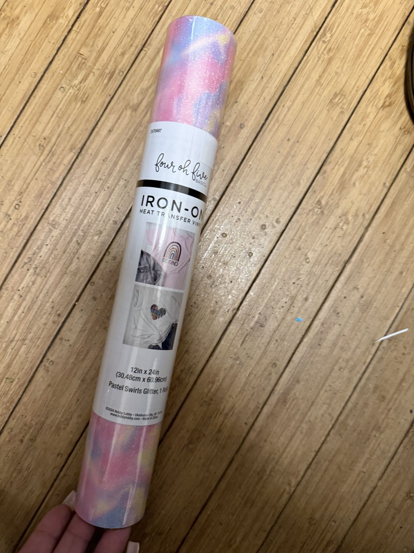 four oh five BASICS Iron-On Vinyl Pastel Swirls Glitter 12x24in