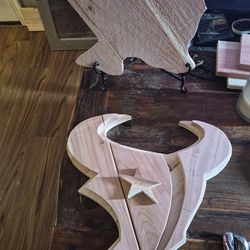 State of Texas wood cut out and Houston Texans cut out logo sign