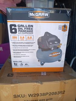 6 gallon oil-free pancake air compressor new