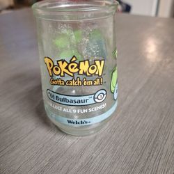 Vintage Pokemon Welch’s Jelly Jar Collector Glass #01 Bulbasaur 3 Nintendo 1999