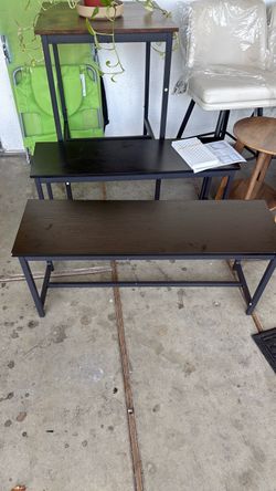 Industrial Style Desk and Bench Set
