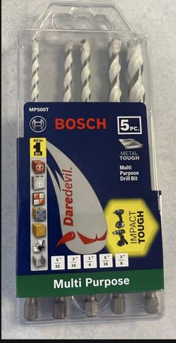 Bosch Daredevil Multi-Purpose Carbide Drill Bits for Drilling Tile, Masonry, Wood, Metal and Concrete (5-Piece)