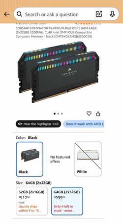 🔥 Corsair Dominator Platinum 64GB DDR5 5200MHz (2x32GB) — RAM Premium 🔥